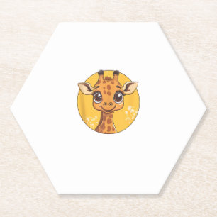 Schattigee Giraffe Gezicht Big Eyes Dierenvriend Kartonnen Onderzetters