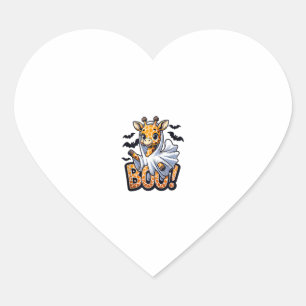 Schattigee Giraffe Ghost Boo Halloween Kostuum Zoo Hart Sticker
