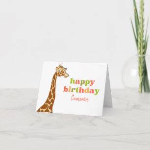 Schattigee Giraffe Hand-Illustrated Wildlife Zoo A Kaart