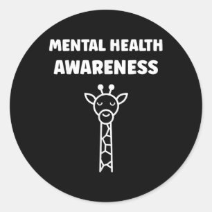 Schattigee Giraffe hersenziekte Animal Mental Heal Ronde Sticker