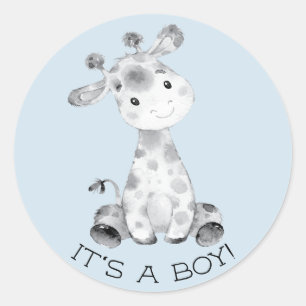 Schattigee Giraffe Het is een Boy Favor Sticker