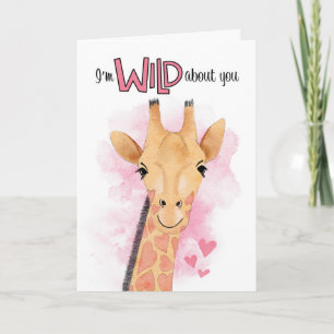 Schattigee Giraffe Ik ben wild over je Valentijnsd Feestdagen Kaart