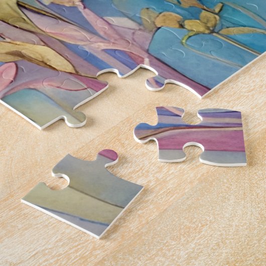 Schattigee Giraffe in een pasteltuin Legpuzzel (Zijkant)