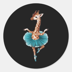 Schattigee Giraffe in een tutu dansen als een ball Ronde Sticker