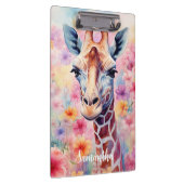 Schattigee Giraffe in Pink Flowers Klembord (Rechts)