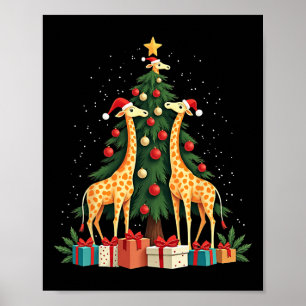 Schattigee Giraffe Kerstboom Giraffe Lovers Xmas H Poster