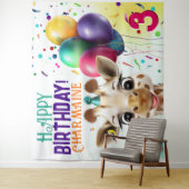 Schattigee Giraffe Kleurrijke Confetti Kids Verjaa Wandkleed (In situ)