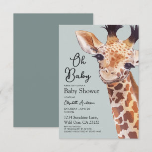 Schattigee Giraffe Oh Baby Baby shower Kaart