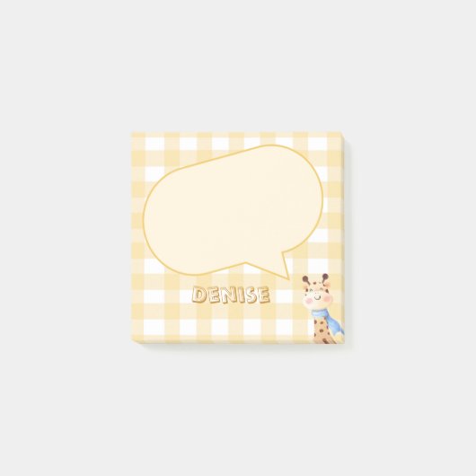 Schattigee Giraffe Pastel Oranje Gingham Pattern Post-it® Notes (Voorkant)