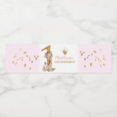 Schattigee Giraffe Prinses 1e Verjaardag Waterfles Etiket (Enkel label)