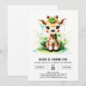 Schattigee Giraffe Safari Odyssey Verjaardag Kaart (Voorkant / Achterkant)