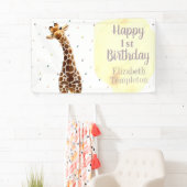 Schattigee Giraffe Safari Wild Yellow Verjaardagsb Spandoek (Insitu)