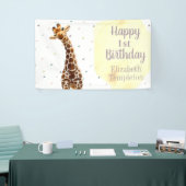 Schattigee Giraffe Safari Wild Yellow Verjaardagsb Spandoek (Beurs)