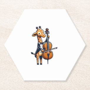Schattigee Giraffe spelen cello Giraffes Musicus M Kartonnen Onderzetters