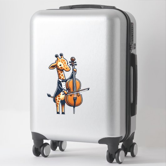 Schattigee Giraffe spelen cello Giraffes Musicus M Sticker (Koffer)
