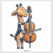 Schattigee Giraffe spelen cello Giraffes Musicus M Sticker (Vel)