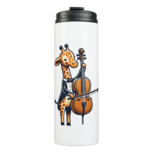Schattigee Giraffe spelen cello Giraffes Musicus M Thermosbeker