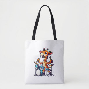 Schattigee Giraffe spelen Drums Giraffes Drummer M Draagtas