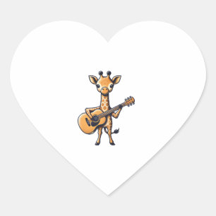 Schattigee Giraffe spelen gitaar Giraffes Muzikant Hart Sticker
