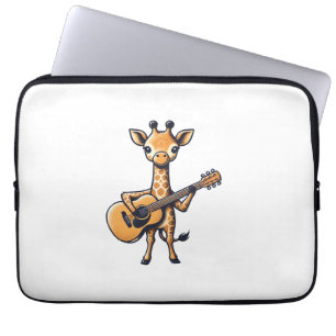 Schattigee Giraffe spelen gitaar Giraffes Muzikant Laptop Sleeve