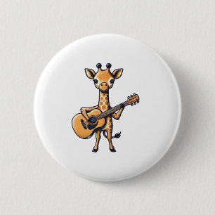 Schattigee Giraffe spelen gitaar Giraffes Muzikant Ronde Button 5,7 Cm