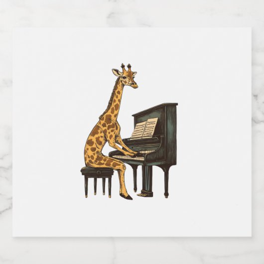 Schattigee Giraffe Spelen Piano Giraffes Musicus M Sparkling Wijnetiket (Enkel label)