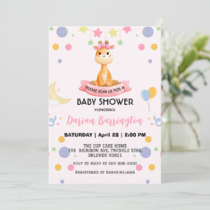 Schattigee giraffe ster ballon baby shower partij kaart