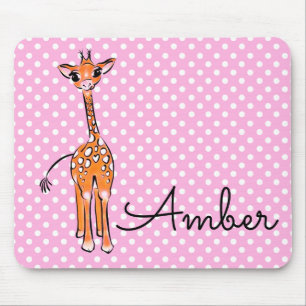 Schattigee giraffe tekenen safaridieren polka dots muismat