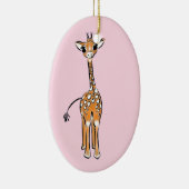Schattigee giraffe tekening roze keramisch ornament (Rechts)