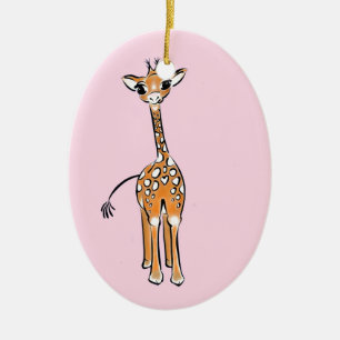 Schattigee giraffe tekening roze keramisch ornament