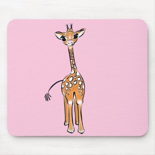 Schattigee giraffe tekening roze muismat (Voorkant)