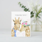Schattigee giraffe thema dank u briefkaart (Staand voorkant)