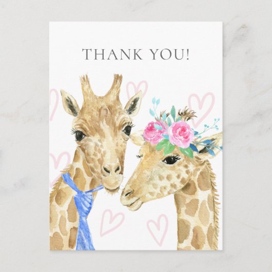 Schattigee giraffe thema dank u briefkaart (Voorkant)