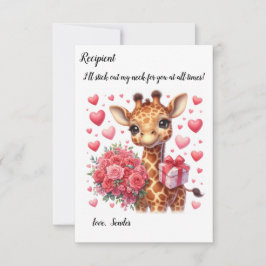 Schattigee giraffe Valentijnsdag kaart Notitiekaartje