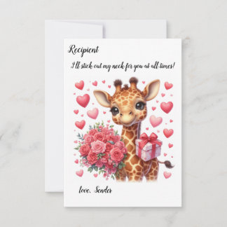 Schattigee giraffe Valentijnsdag kaart Notitiekaartje