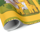 Schattigee Giraffe Verjaardag Foto Cadeaupapier (Rol Hoek)