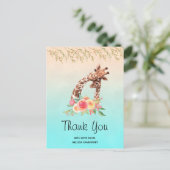 Schattigee Giraffe Waterverf Dank u Briefkaart (Staand voorkant)