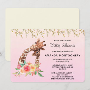 Schattigee Giraffe Waterverf Moeder & Baby Baby sh Kaart