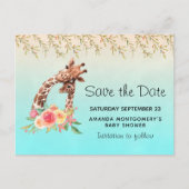 Schattigee Giraffe Waterverf Moeder & Baby Save th Uitnodiging Briefkaart (Voorkant)