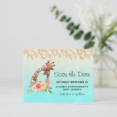 Schattigee Giraffe Waterverf Moeder & Baby Save th Uitnodiging Briefkaart (Staand voorkant)