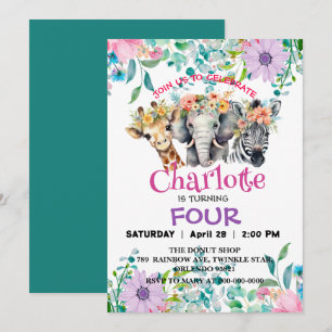 Schattigee Giraffe Zebra oerwoud Dieren Verjaardag Kaart