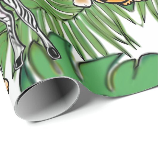 Schattigee giraffe zebra tijger oerwoud vrienden cadeaupapier (Rol Hoek)