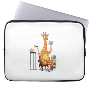 Schattigee Giraffes, boeken en theekado Laptop Sleeve
