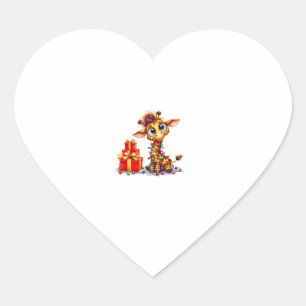 Schattigee Giraffes Kerstverlichting Xmas Giraffe Hart Sticker