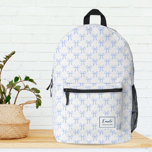 Schattigee Girly Blue Coquette Bows Monogram Bedrukte Rugzak