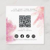 Schattigee Girly Blush Pink Sparkly Glitter Make-u Vierkante Visitekaartje (Achterkant)