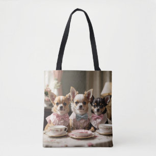 Schattigee Girly Chihuahua Tea Party Draagtas