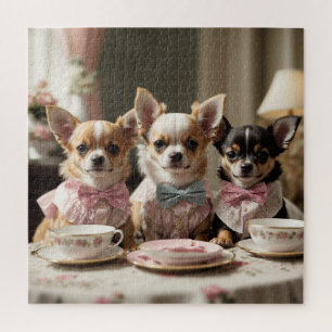 Schattigee Girly Chihuahua Tea Party Legpuzzel