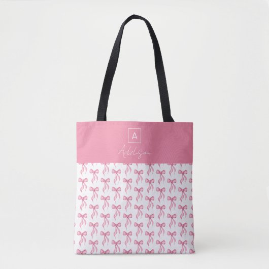 Schattigee Girly gepersonaliseerde Monogram Roze B Draagtas (Voorkant)