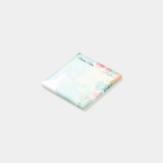 Schattigee Girly Hartballonnen 3" x 3" Post-it® Notes (Schuin)